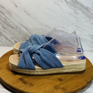 Lucky Brand Grenly Blue Fabric Twist Espadrille Slide Sandals Size 8.5 NEW